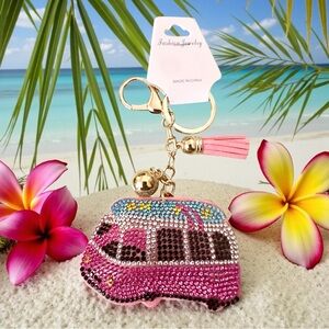 Fashion‎ Jewelry Multicolor Rhinestone VW Camper Keychain & Bag Charm NWT